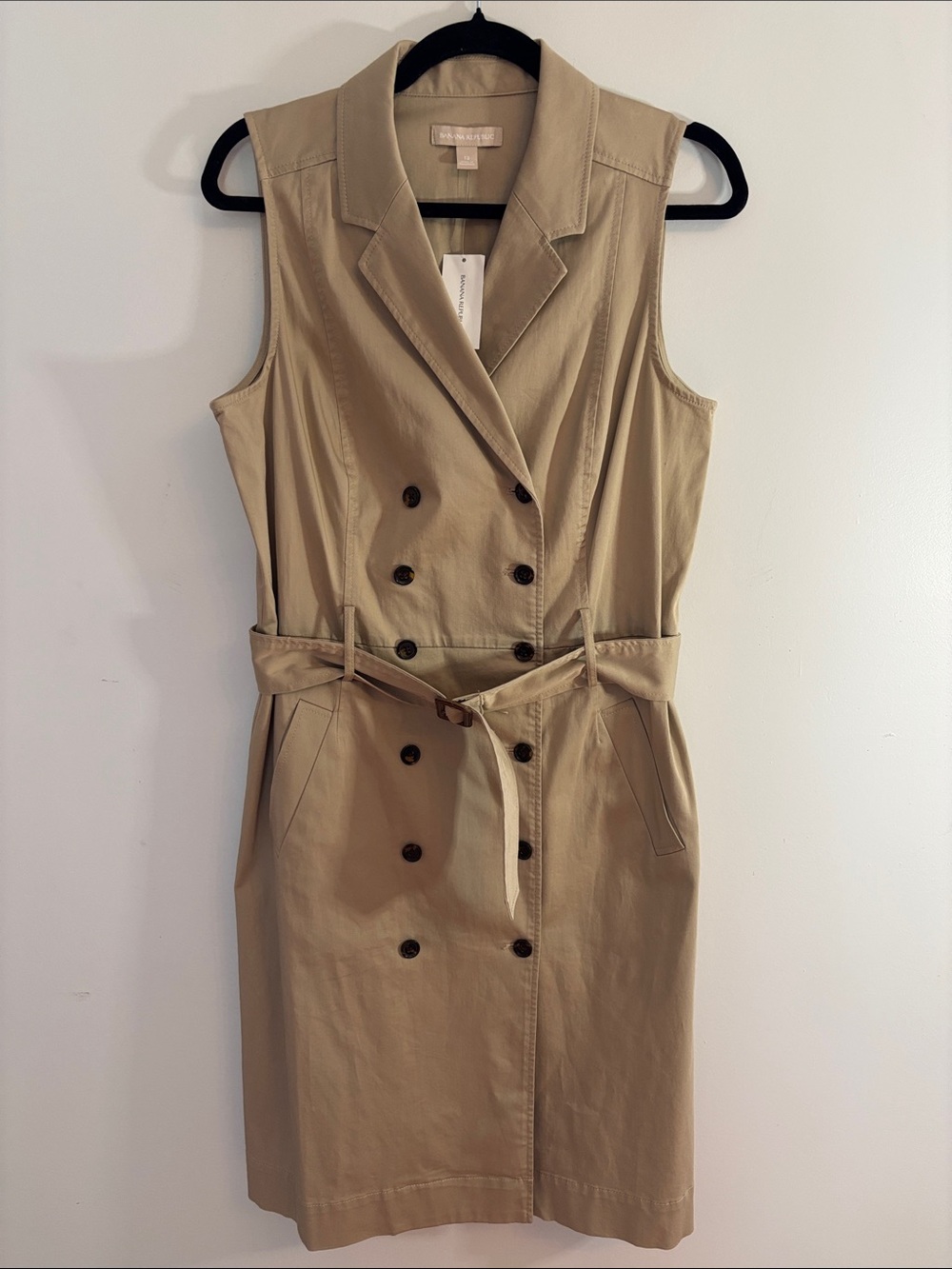 NWT Banana Republic sleeveless button down khaki cotton dress
